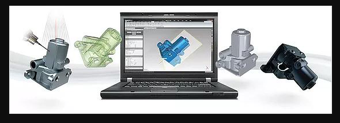 Scanned part rebuilt as a CAD model